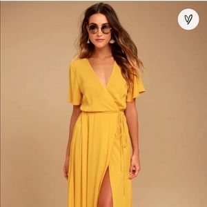 Lulus mustard wrap dress